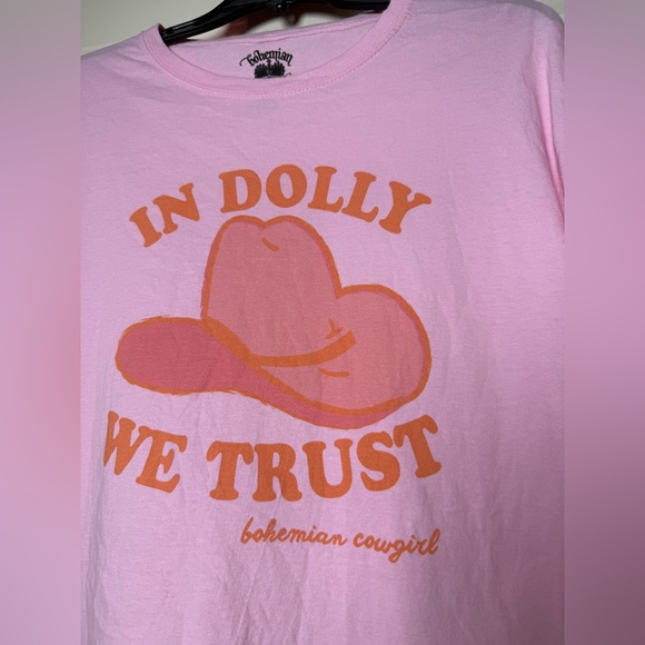 Bohemian Cowgirl In Dolly We Trust Short Sleeve Tee - Picture 3 of 6